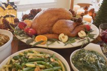Roast turkey with all the trimmings — Stock Photo