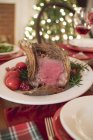 Roasted Rib of beef on Christmas — Stock Photo
