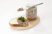 Liver sausage in jar — Stock Photo