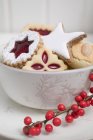 Christmas biscuits in bowl — Stock Photo