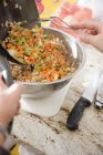 Hand Making bread — Stock Photo