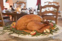 Roast turkey with apples — Stock Photo