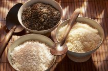 Three different types of rice — Stock Photo