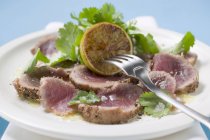 Filete de atún sazonado buscado - foto de stock