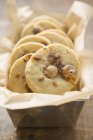 Freshly-baked cookies in baking pan — Stock Photo