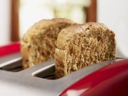 Closeup view of wholemeal toasts in toaster — Stock Photo