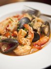Rice with clams and prawns — Stock Photo
