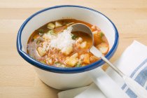 Minestrone with grated cheese — Stock Photo