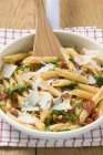 Penne pasta with dried tomatoes — Stock Photo