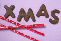 Biscuits spelling word XMAS — Stock Photo