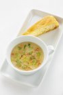 Closeup view of Heidensterz soup with buckwheat flour — Stock Photo