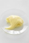 Closeup view of mayonnaise in glass dish — Stock Photo