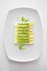 Asparagus salad with onions — Stock Photo