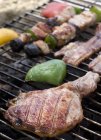 Costeletas de porco e kebabs — Fotografia de Stock