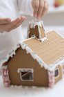 Gingerbread house on table — Stock Photo