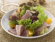 Foglie di insalata con anatra — Foto stock