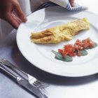Omelette with tomato salad — Stock Photo