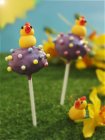 Cake pops decorated with marzipan chicks — Stock Photo