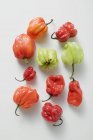 Diversi peperoncini colorati Habanero — Foto stock