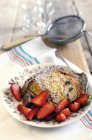 Closeup view of Panettone French toast with strawberries — Stock Photo