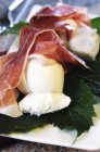 Parma ham and mozzarella — Stock Photo