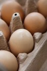 Brown eggs in box — Stock Photo