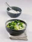 Шпинат і йогуртовий суп з рисом — стокове фото