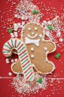 Gingerbread  on red background — Stock Photo