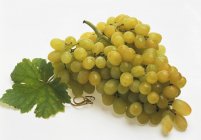 Uvas verdes con hoja - foto de stock