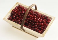 Cranberries in wooden basket — Stock Photo