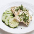Crispbread with cress and cucumber — Stock Photo