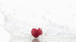 Raspberry with splashing water — Stock Photo