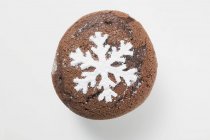 Chocolate muffin decorated for Christmas — Stock Photo