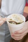 Asian noodle soup with dim sum — Stock Photo