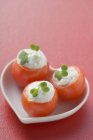 Tomatoes with soft cheese — Stock Photo