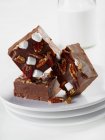 Fudge au chocolat aux pacanes — Photo de stock