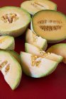 Halved and Sliced Cantaloupe — Stock Photo