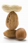Mixed stacked nuts — Stock Photo