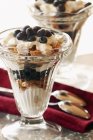 Closeup view of blueberry and granola Parfait in glasses — Stock Photo