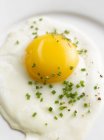 Uovo fritto con erba cipollina e pepe — Foto stock