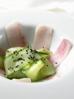 Pesce spada e insalata di cetrioli — Foto stock