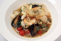 Closeup view of Bouillabaisse traditional Provencal fish stew — Stock Photo