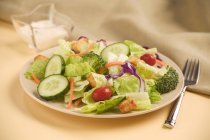 Salada fresca em prato — Fotografia de Stock