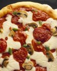 Pizza con salame piccante e funghi — Foto stock