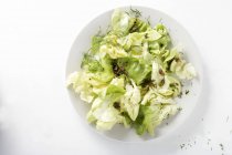 Листя салату з трав'яною заправкою — стокове фото