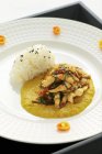 Pollo al curry con arroz al vapor - foto de stock