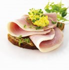 Rye bread with ham, — Stock Photo
