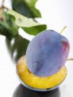 Fresh halved plum — Stock Photo