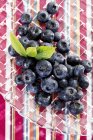 Fresh blueberries on glass plate — Stock Photo