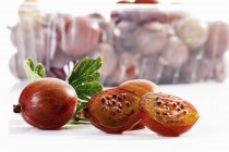 Fresh halved Gooseberries — Stock Photo